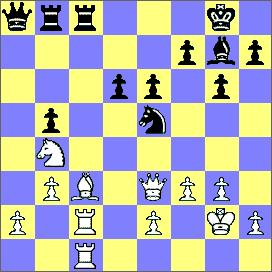 74.Pozycja z partii XIII Olimpiada Szachowa, Monachium 1958 Böckman (Norwegia) Llavandero (Puerto Rico) Białe zagrały. rozpoczynając efektowną kombinację 75.