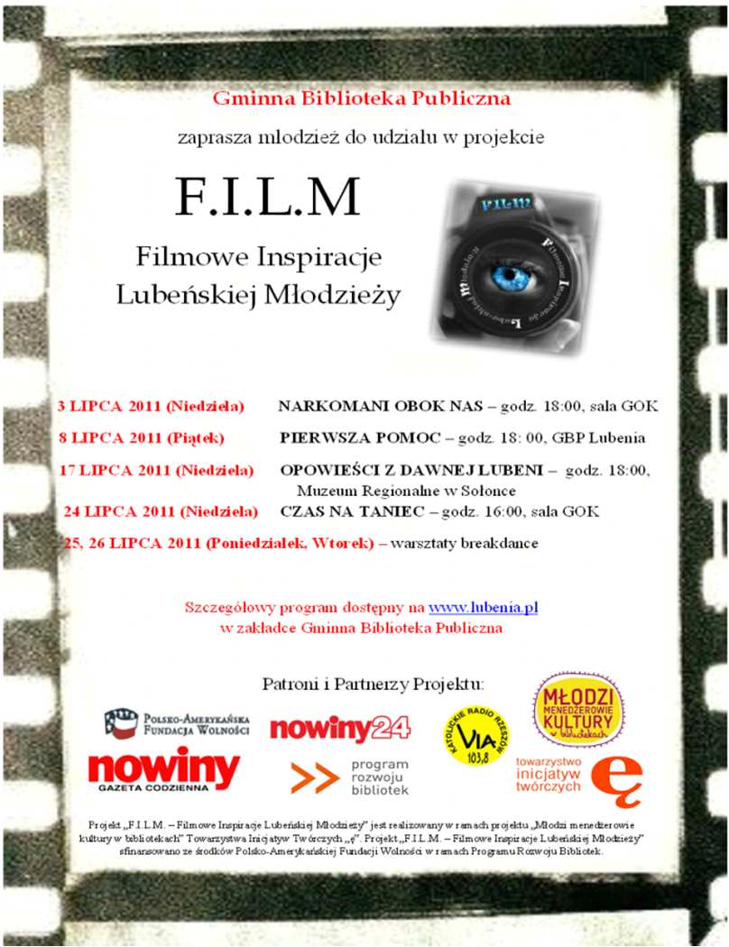 Projekt dla młodych gniewnych i nie tylko Spotkaniom towarzyszyły: prelekcje, projekcje filmów warsztaty Podjęte