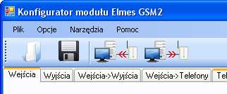 Funkcja kratki A.3 Opisana została w zakładce Wyjścia pkt. 2. Przy łączeniu modułu do komputera należy zachować właściwą kolejność: 1. Upewnić się, że karta SIM z pinem 1234 jest włożona do modułu. 2. Włączyć zasilanie modułu (12VDC / 1A).