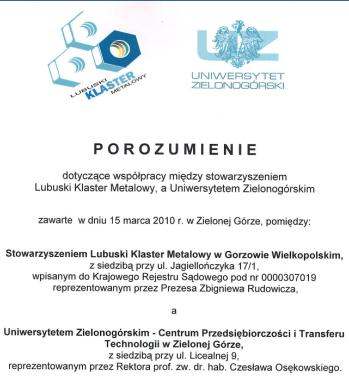 LMC hat mit folgenden Institutionen Vereinbarungen über die Zusammenarbeit geschlossen: LKM zawarł