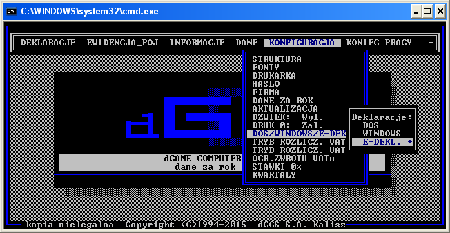 II. Uruchomienie i wysyłanie Zbiorczych E-deklaracji w KPiR DOS 1. Program Zbiorcze- E-deklaracje musi zostać zainstalowany w folderze głównym Księga. np.