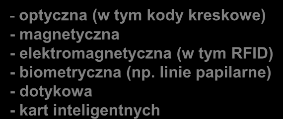 Techniki ADC na rzecz usprawnienia łańcuchów dostaw Techniki ADC: techniki pozwalające na zakodowanie, a następnie automatyczny (maszynowy) odczyt oraz przetwarzanie w urządzeniu mikroprocesorowym