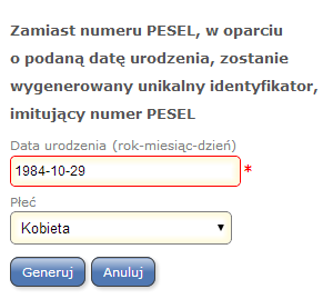 12 z 23 Rysunek 20 Brak rodzica / opiekuna prawnego Musisz podać przynajmniej jednego z rodziców/ opiekunów prawnych.