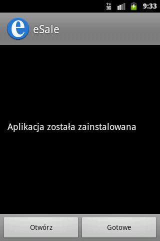 Wyświetlony zostanie komunikat, że aplikacja została zainstalowana.