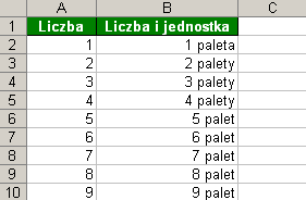 => Aby jednostki były wyświetlane poprawnie pod względem gramatycznym, wykonaj następujące czynności: 1. Zaznacz komórki B2:B10 i wciśnij kombinację klawiszy Ctrl + 1. 2.