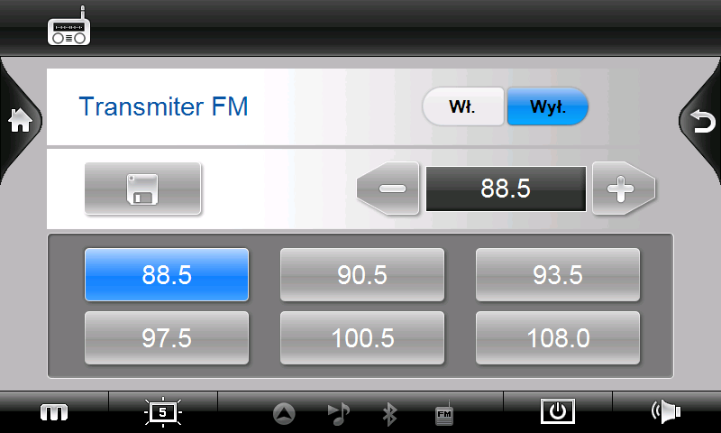 3.9.4 Transmiter FM Możesz bezprzewodowo przesyłać wszystkie dźwięki z NR780H Hugo samochodowego radia.