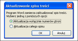 Tworzenie spisu treści W menu Wstaw wskaż polecenie Odwołanie, a następnie kliknij polecenie Indeks i spisy. Kliknij kartę Spis treści.