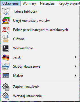 Pozwala na ładowanie i zapisywanie plików z obwodem drukowanym, jak również pozwala na drukowanie bądź rysowanie gotowych obwodów drukowanych.