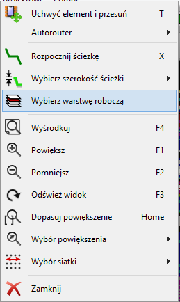Wybór z pomocą dodatkowego paska narzędzi Za pomocą tej listy można bezpośrednio wybrać warstwę roboczą.