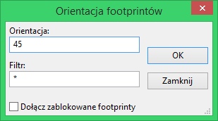 Reorientacja footprintów Początkowo wszystkie footprinty dziedziczą tą samą orientację jaką posiadają jako elementy biblioteczne (normalnie 0).