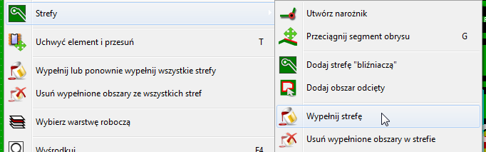 Nie da się powielać stref narysowanych na warstwach technicznych oraz nie można powielić strefy z warstwy sygnałowej na warstwę techniczną.