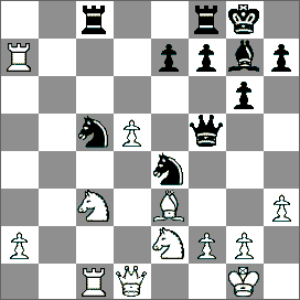 (Polska) 2631 1.d4 Sf6 2.c4 g6 3.Sc3 d5 4.Hb3 dc4 5.Hc4 Gg7 6.e4 0 0 7.Ge2 Ge6 8.d5 Gg4 9.