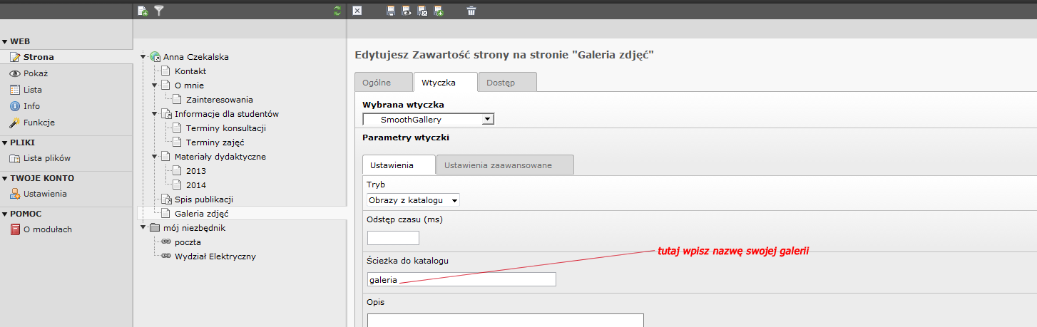 1 kolumna Wybierając we właściwościach strony 1 kolumna otrzymamy: Tutaj proszę zauważyć, że pomimo uzupełnionej "Lewa poniżej menu" - jej zawartość nie została wyświetlona.