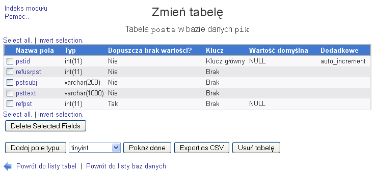 Baza danych MySQL