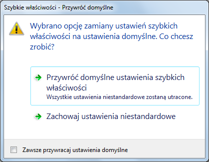 Aby przywrócić domyślne ustawienia szybkich właściwości 1 Kliknij kartę Zarządzaj panel Dostosowanie Interfejs użytkownika.
