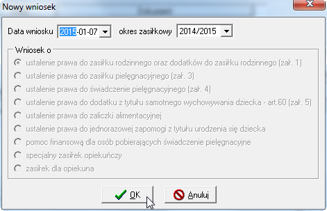 Jeżeli w systemie istnieje już rodzina z wnioskodawcą, który złożył wniosek elektroniczny, po wczytaniu wniosku z poczty od razu