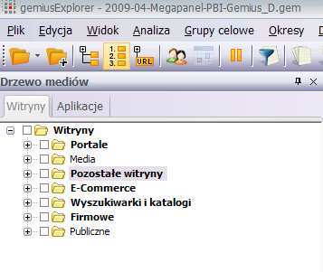 Zmiany w drzewku mediów Czym jest drzewko mediów? Interfejs badania prezentuje zestawienie witryn ujętych w badaniu. Zestawienie to nosi nazwę drzewka mediów.