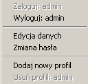 Po zalogowaniu do profilu admin można zmienić dane lub klikając na sformułowaniu Dodaj nowy profil utworzyć nowy profil.