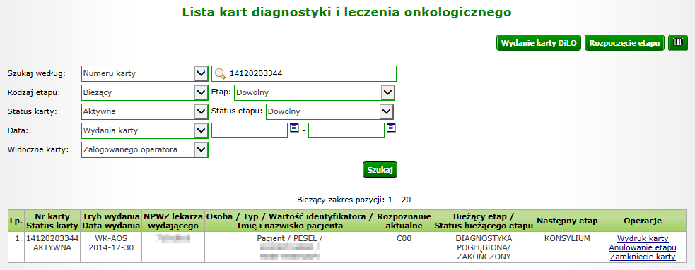 Rysunek 1-18Przykładowe okno zakończenia etapu karty DiLO wybór umowy do rozliczenia Pomyślne zakończenie etapu zostanie wyświetlone w kolejnym oknie: Rysunek 1-19Przykładowe okno zakończenia etapu