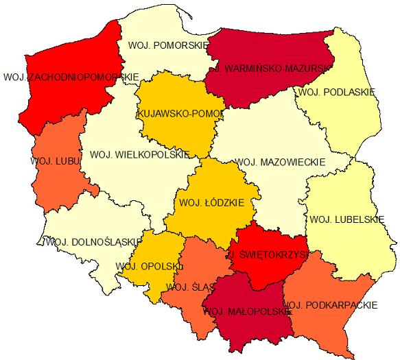 które przeżywają dłużej niż 5 lat mieści się zaledwie w przedziale 21,2-24,8%, podczas gdy na przykład w Holandii wynosi ponad 60 %. Ten stan rzeczy wynika z niedostatku szerokich badań przesiewowych.