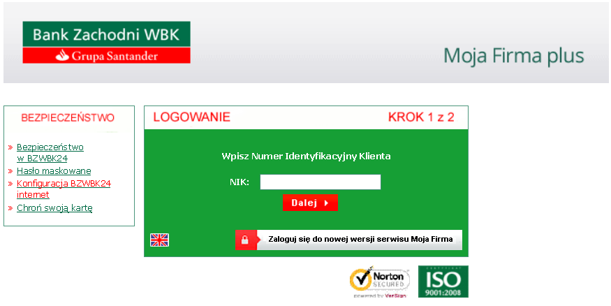 LOGOWANIE DO NOWEGO SERWISU MOJA FIRMA PLUS Aby zalogować się do nowego Serwisu Moja Firma plus należy z poziomu ekranu