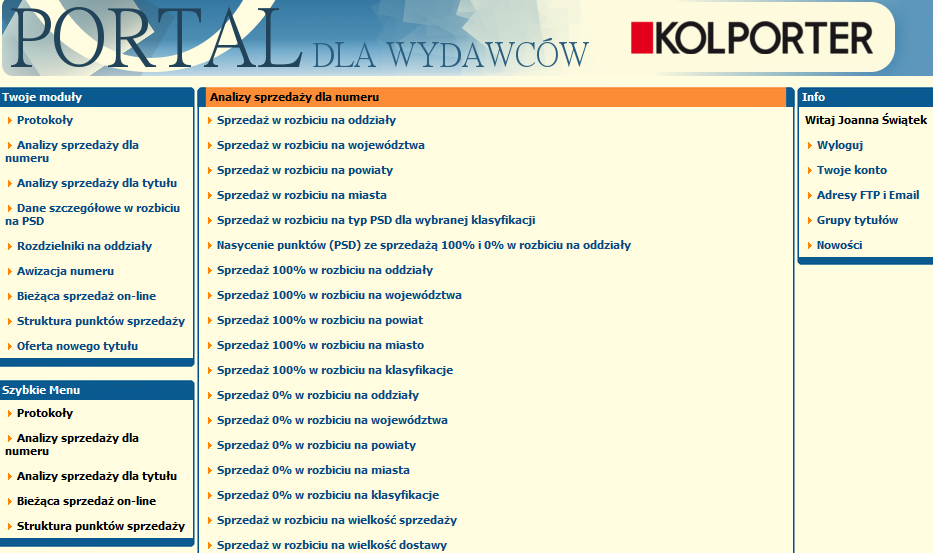 Przy protokołach końcowych dane prezentowane są w arkuszu Excel. Protokół sprzedaży-zwrotów sporządzony w firmie Kolporter Spółka z ograniczoną odpowiedzialnością S.K.A. 25-528 Kielce, ul.