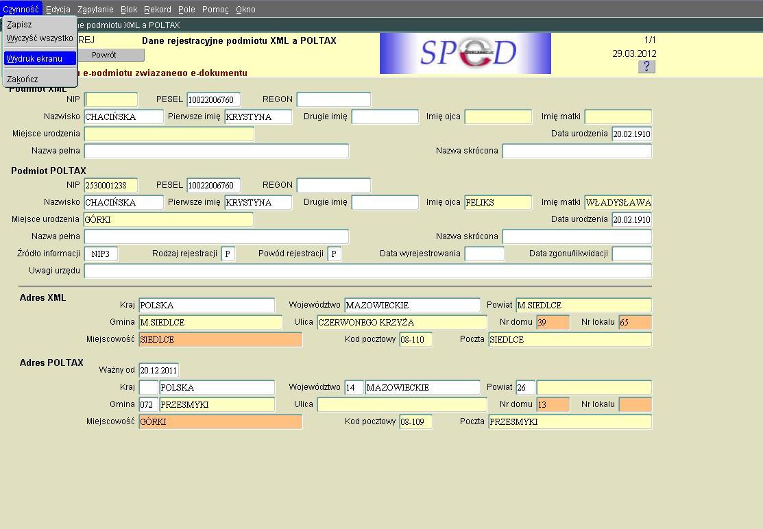 Aplikacja SP*ED - weryfikacja W aplikacji SP*ED wersja 3.0.