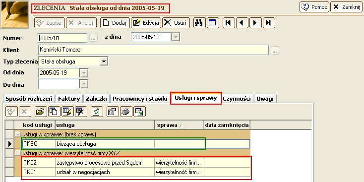 Jest także e postawą dla rejestracji czynności ci