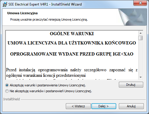 Pierwsze kroki SEE Electrical Expert Wersja V4R1 (4.13c) wyłączona, to instalację należy uruchomić ręcznie.