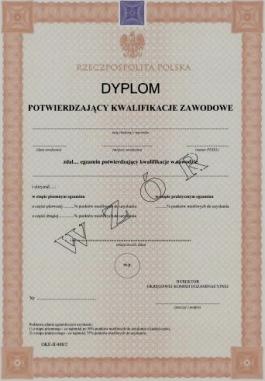 DYPLOM W ZAWODZIE kształconym w zasadniczej szkole zawodowej kształconym w technikum, szkole policealnej wykształcenie ogólne zasadnicze