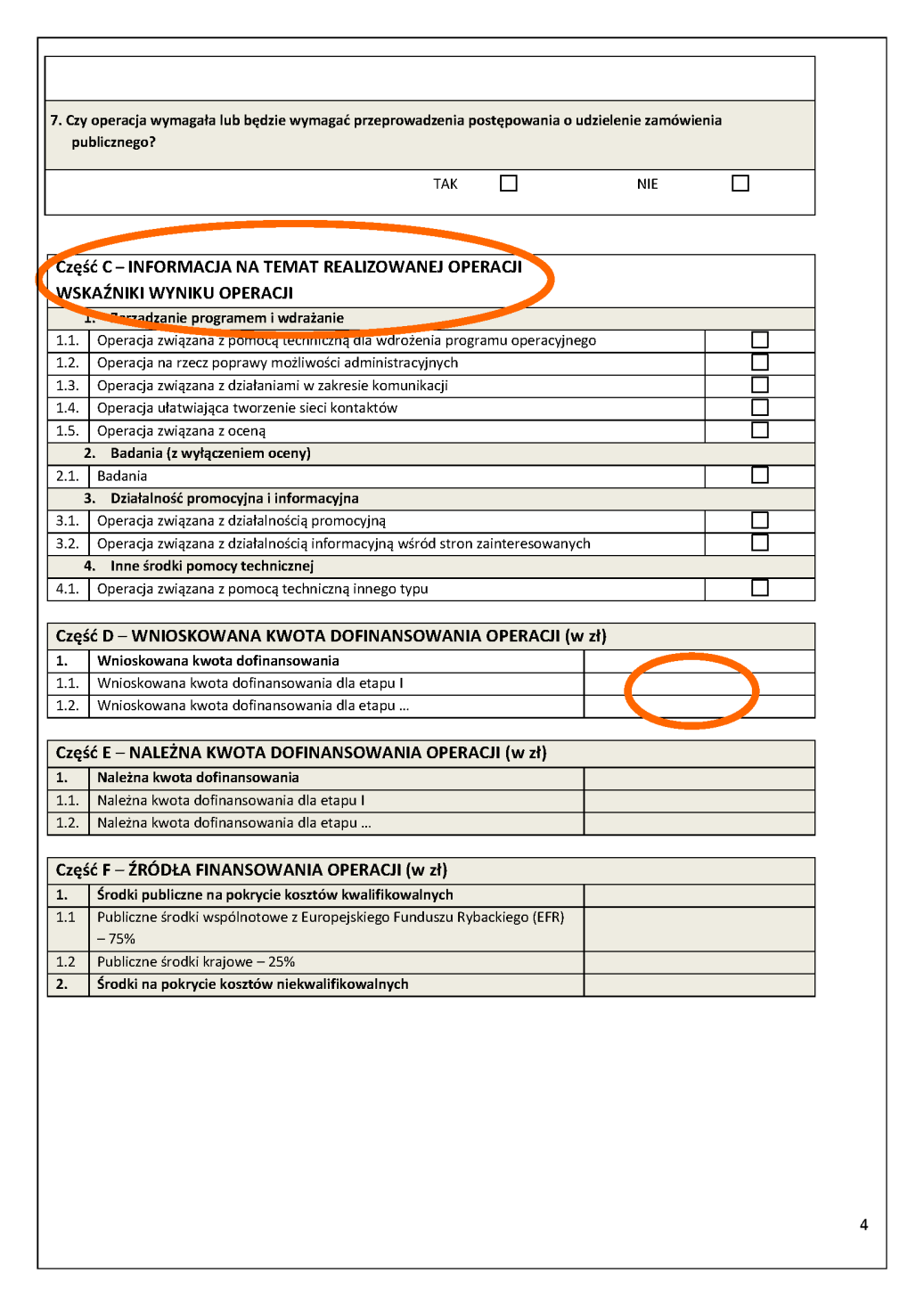 Wskaźniki wyniku operacji, należy zaznaczyć znakiem X jedno Wybrane pole, które w sposób Najbardziej