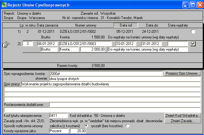 W przypadku umów wymagających w celu automatyzacji rozliczenia wykorzystania bardziej złożonych formuł niż standardowo dostępna formuła w postaci '<zmienna> x <zmienna>', udostępniono, poprzez