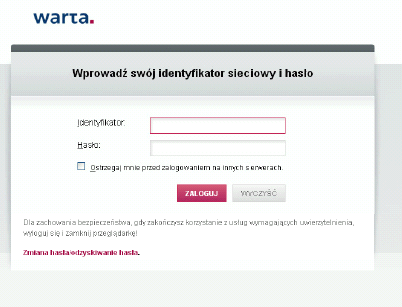 WartaNet Logowanie do serwisu Po zarejestrowaniu zgody na korzystanie z serwisu, użytkownik w ciągu 14 dni, otrzymuje identyfikator i hasło umożliwiające dostęp do aplikacji.