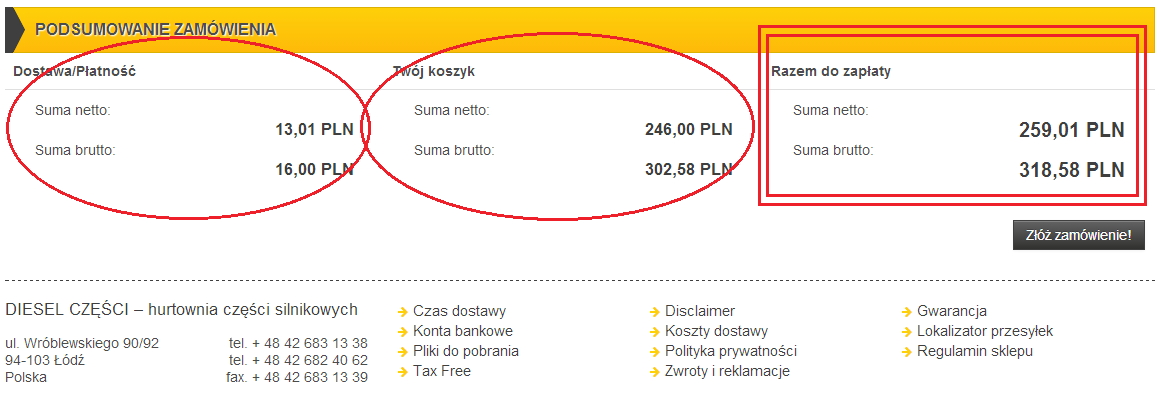 4. SKŁADANIE ZAMÓWIENIA. Na tym etapie należy wybrać jedną z dostępnych form dostawy, formę płatności oraz adres dostawy. PAMIĘTAJ!