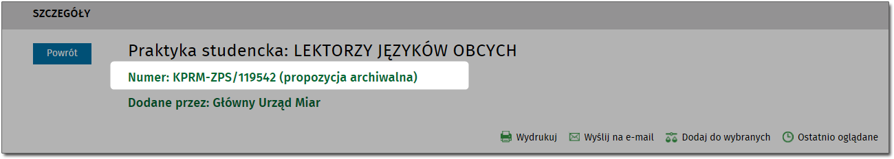 Zarządzanie publikacjami Jeśli przy numerze oferty nie ma żadnych dodatkowych informacji, wówczas oferta dostępna jest na stronie głównej.