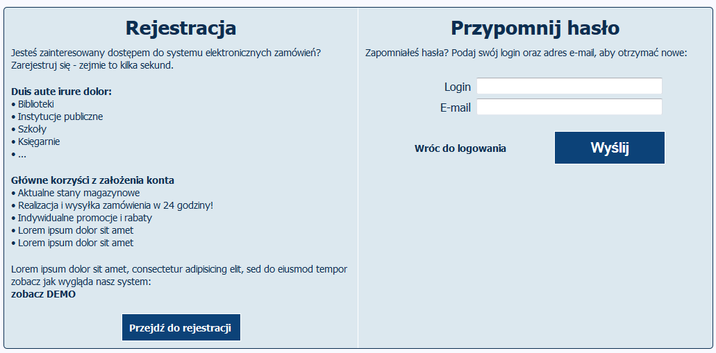 Proces zatwierdzenia rejestracji dokonywany jest ręcznie przez Dział Sprzedaży po weryfikacji dokumentów klienta i zawarciu umowy handlowej.