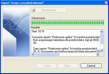 Rys.32. Generowanie raportu krok 5. Wybór grup do raportu. W piątym kroku określamy dla jakich GRUP systemu SDR Junior ma zostać wygenerowany raport. Rys.33. Generowanie raportu krok 6.