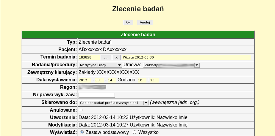 E-zlecenia 11 Pole Skierowano do definiuje jednostkę. Do jednostek przypisane są badania które mogą być w nich wykonywane.