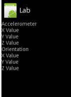 Rys 1. Widok main.xml 8. Stworzona klasa typu Activity powinna także implementować interfejs SensorListener. Importuj klasy i zadeklaruj zmienne: import android.hardware.*; import android.widget.*; [.