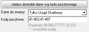 UWAGI Przygotowanie danych do eksportu KODY URZĘDU SKARBOWEGO: Do poprawnego eksportu należy w danych osobowych wprowadzić kody Urzędu Skarbowego dla danej osoby, możliwa jest aktualizacja zbiorcza