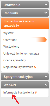 Wygenerowany klucz WebAPI oraz informacje na jego temat znajdziesz w zakładce MOJE ALLEGRO > MOJE KONTO > WebAPI: Informacje i ustawienia. 5. 6.