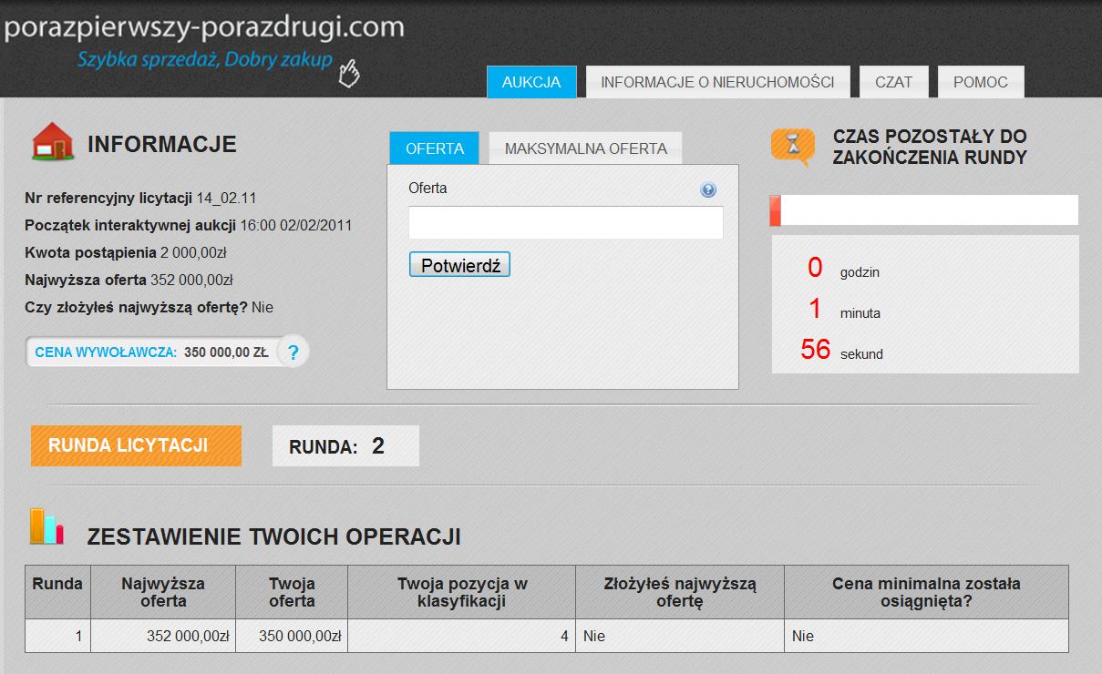 maksymalnej oferty, jednak nie może wprowadzid kwoty niższej niż najwyższa złożona oferta powiększona o kwotę