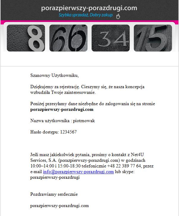 Jako potwierdzenie Twojej rejestracji otrzymasz