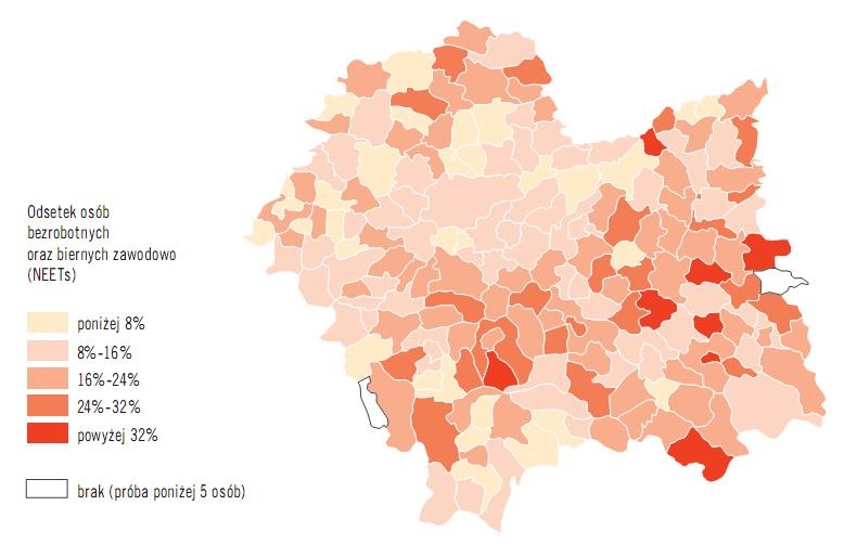 Bierność i bezrobocie (NEETs) 19%