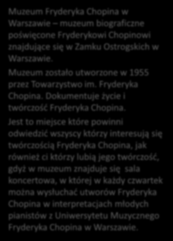 Muzeum Fryderyka Chopina ul.