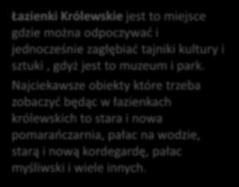 Łazienki Królewskie w Warszawie ul.