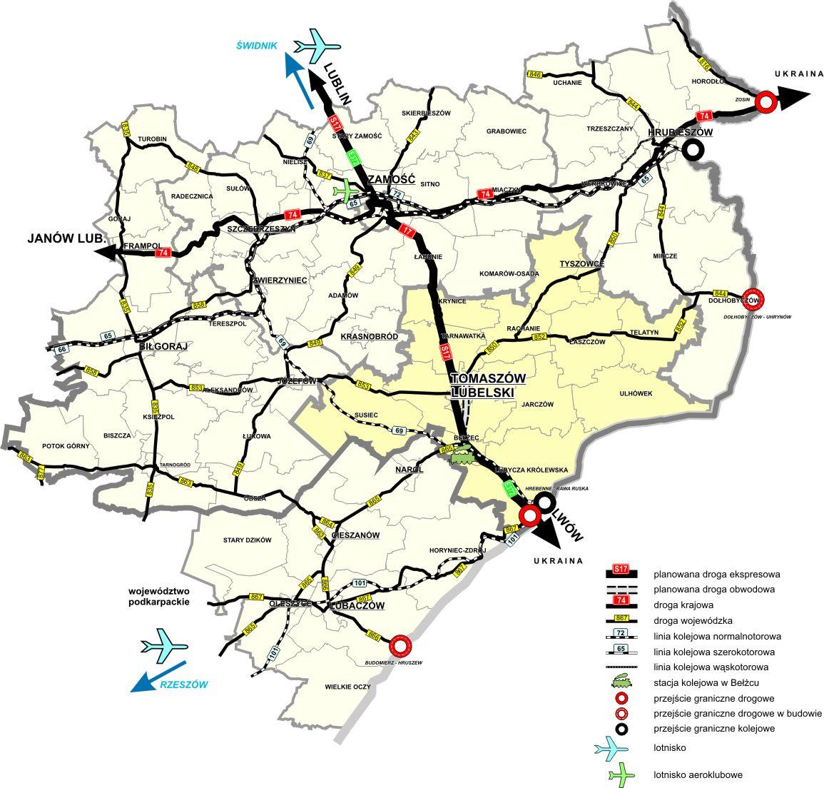 Mapa nr 3 Źródło: Plan zagospodarowania przestrzennego województwa lubelskiego, Biuro Planowania Przestrzennego w Lublinie 2002r.