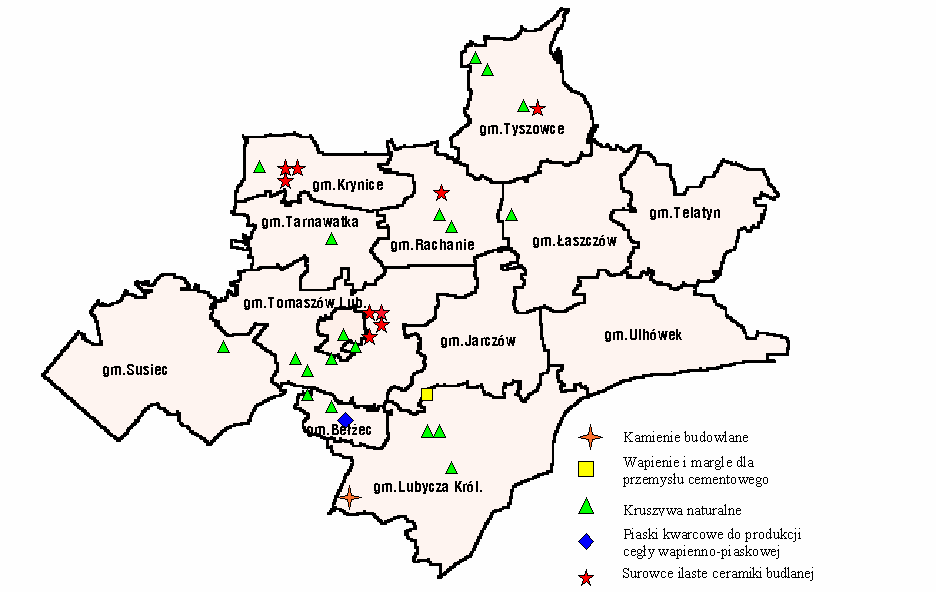 Mapa nr 5 źródło: Strategia Rozwoju Powiatu Tomaszowskiego Powiat posiada stosunkowo niewielkie zasoby wód powierzchniowych. Są to najczęściej cieki i potoki małe (za wyjątkiem głównych tj.