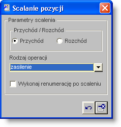 Sposób pracy z programem 4 Finanse 3 strona pozycjom Po wybraniu rodzaju operacji należy kliknąć przycisk "Zapisz zmiany" Scalanie pozycji wyciągu bankowego Po kliknięciu przycisku "Scal pozycje