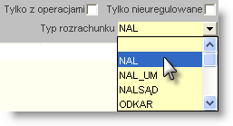 4 Sposób pracy z programem 4 Dokumenty 260 strona Wybór płatnika Operacja pozwala na określenie płatnika, dla którego będzie wykonane zestawienie Wybór typów rozrachunków Operacja pozwala na